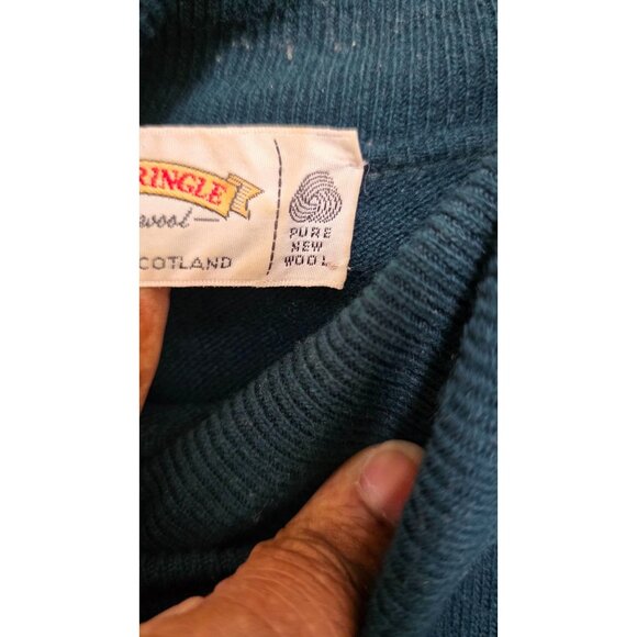 James Pringle Teal Unisex Lambswool Turtleneck Sweater Made In Scotland Size XL - Picture 6 of 6